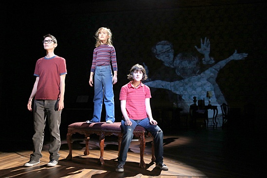 Beth Malone, Sydney Lucas, and Alexandra Socha in Fun Home. Photo Credit: Joan Marcus.